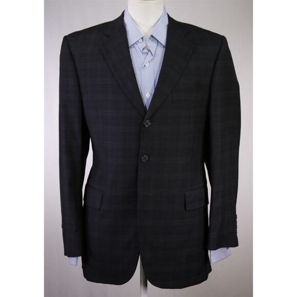 Jack Victor Charcoal Gray Windowpane 130's Wool Cashmere Blazer Jacket 41R - Picture 2 of 10